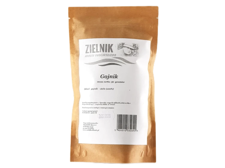 Zdjęcie przedstawia suszony gojnik (Sideritis), znany również jako herbata górska. Naturalne ziele przeznaczone do przygotowania naparu, starannie wyselekcjonowane i dostępne w sklepie AdolfKudlinski.pl.