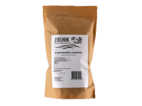 Opakowanie nasion czarnuszki – naturalna czarnuszka siewna (Nigella sativa) dostępna w sklepie Adolf Kudliński.