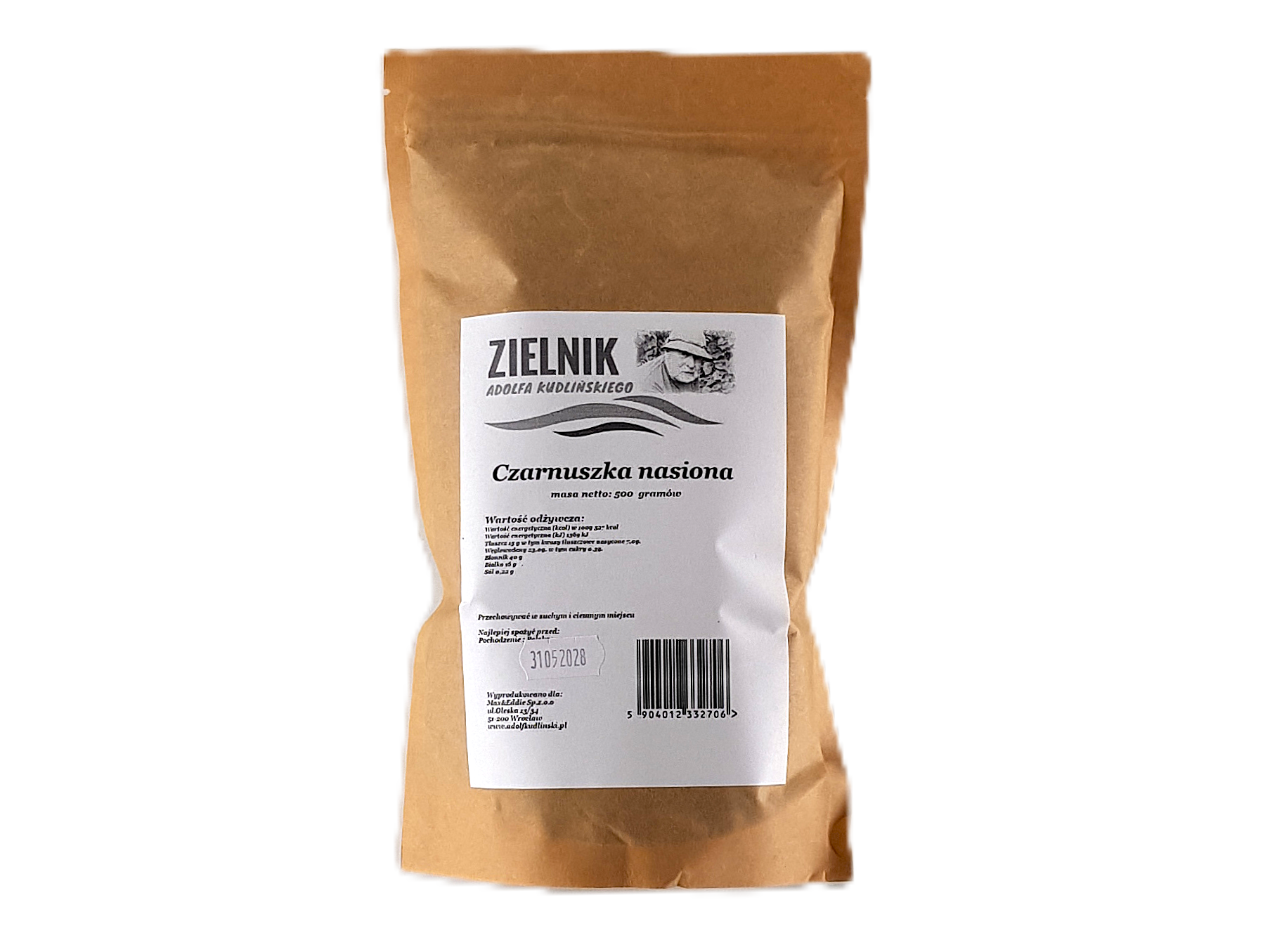 Opakowanie nasion czarnuszki – naturalna czarnuszka siewna (Nigella sativa) dostępna w sklepie Adolf Kudliński.